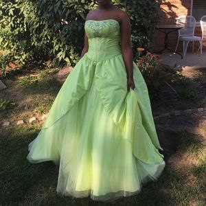 Green ball gown